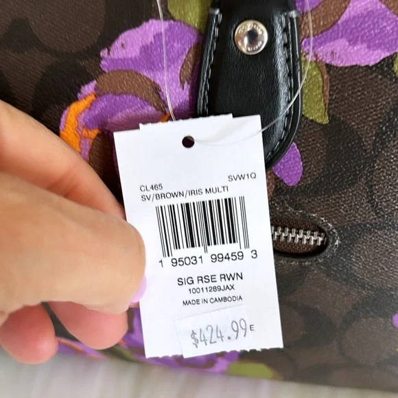 NWT💃Coach Rowan Satchel In Signature Canvas With Rose Print - Picture 12 of 12